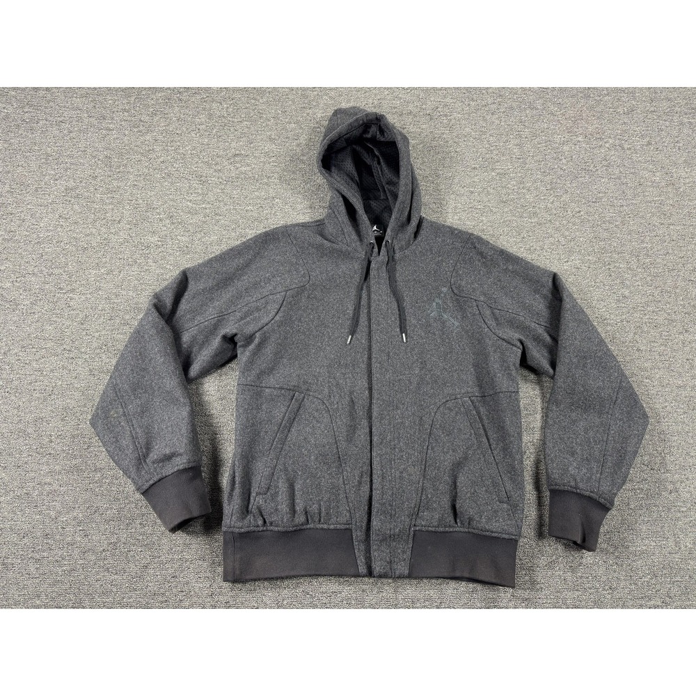 Nike Air Jordan Jacket Mens Medium Gray Wool Blend‎ Full Zip Hoodie Mesh Lined
